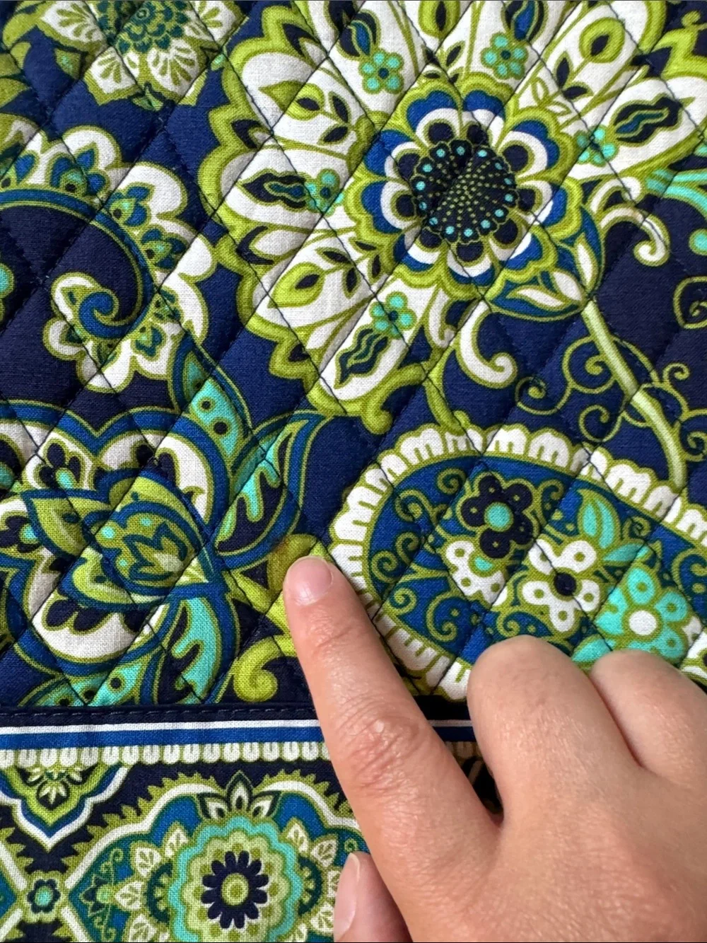 Vera Bradley Navy, Green & Teal Quilted Laptop Tote